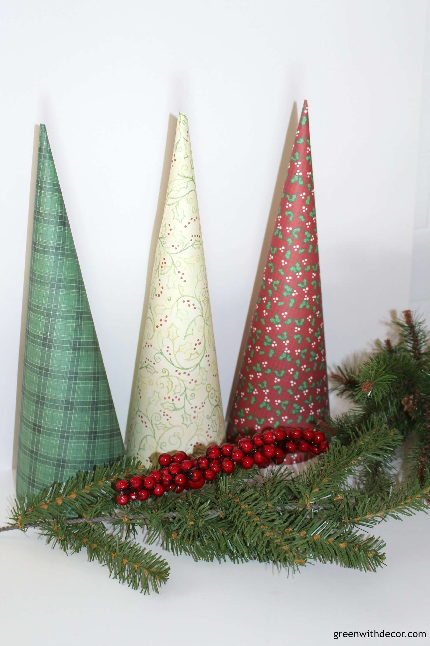 Green With Decor - DIY Christmas trees from scrapbook paper